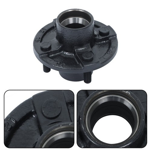 DURAFORCE 4 Sets 4 on 4"Trailer Hub Kit and 1" Round BT8 Spindle W/Trailer Bearing