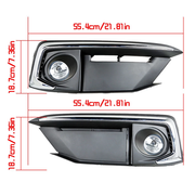 DURAFORCE Pair Front Bumper Chrome Fog Light w/Cover For 2019-2020 Honda Civic Sedan/Coupe