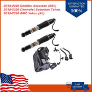 DURAFORCE Pair Rear Air Shock Struts + Compressor Pump For Chevy Tahoe GMC Yukon 2015-2019