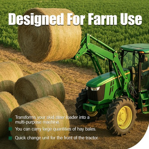 DURAFORCE 2Pcs Hay Bale Spear 47" 3000 lbs Quick Attach Spike Fork for Tractors Loaders