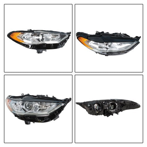 DURAFORCE Right Projector Headlight Chrome Housing With LED DRL For Ford Fusion 2017-2019