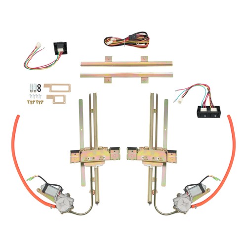 DURAFORCE Set 2 Door Street Hot Rat Rod Flat Glass Power Window w/ Switches Wiring NEW