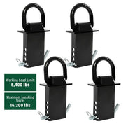 DURAFORCE 4 PCS Heavy Duty Adjustable Trailer Stake Pocket D Ring Standard 2”x4” 16200LBS