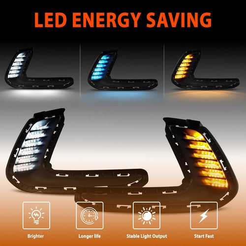 DURAFORCE For 2016-2018 Hyundai Elantra LED DRL Turn Signal Night Driving Fog Lights Pair