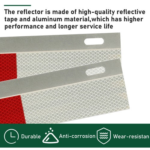 DURAFORCE 2PCS 24" x 3" Aluminum Mud Flap Hanger Top Plates Reflector Strips For Truck