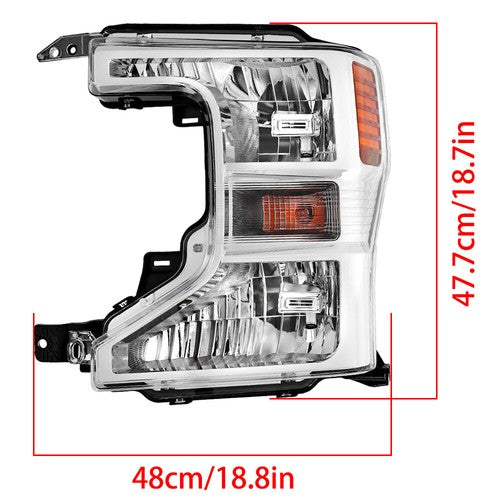 DURAFORCE Front Headlight For Ford F250 F350 F450 2020-2022 Halogen Left Single Clear Lens