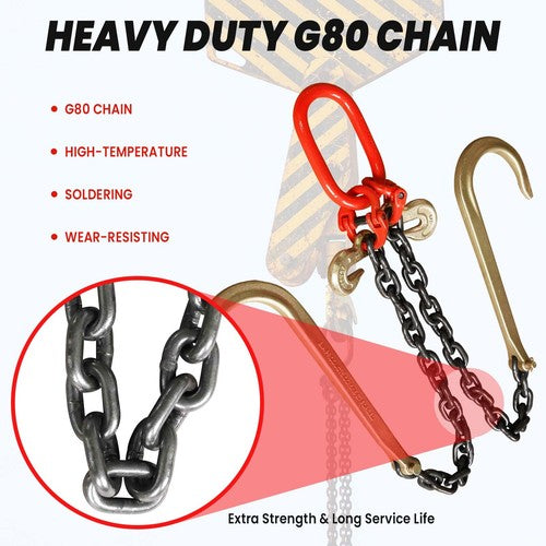Steel G80 3/8" x 2' Trailer Tow Chain J Hook V-Type Grab Hook Wrecker Truck Tie
