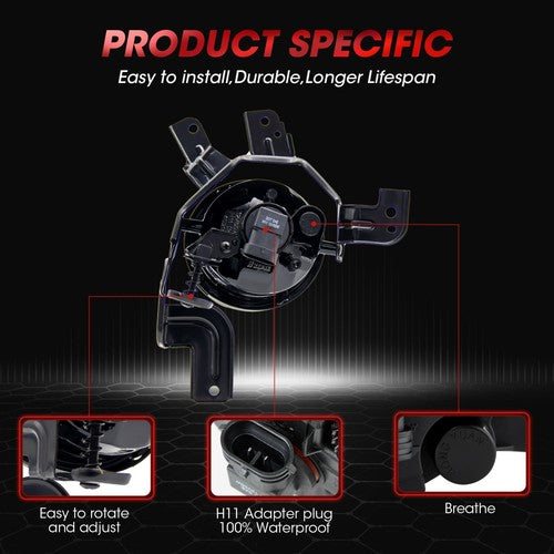 DURAFORCE Fog Light Assembly Fit For 2007 2008 2009 Honda CRV Switch And Wiring Kit Clear