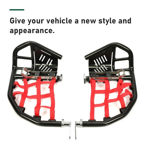 DURAFORCE Nerf Bars Foot Peg Heel Guard For Honda 400EX 400X All Years Black Nerf Red Nets