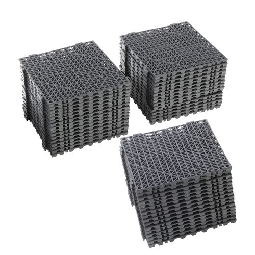 DURAFORCE 50 Pack Interlocking Deck Tiles PP Drainage Tiles Floor Tiles 12 x 12 inch Black