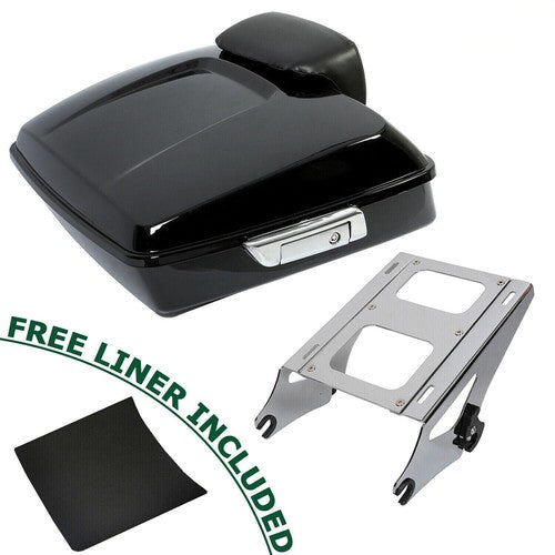 DURAFORCE Chopped Trunk Pack Backrest Rack For Harley Touring Street Road Glide 2014-26