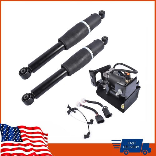 DURAFORCE Pair Air Suspension Shocks+Compressor Pump For Cadillac Escalade 1500 2001-2013