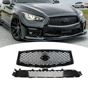 DURAFORCE Front Upper Lower Grille Grill Assembly for 2014-2017 for Infiniti Q50 Sport