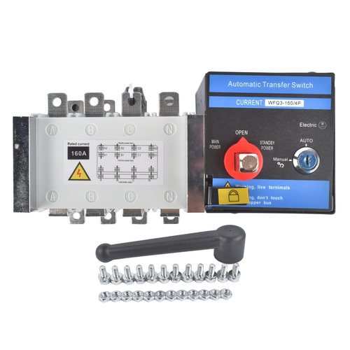 DURAFORCE Industrial Automatic Transfer Switch 4P 160A 110V or 220V Plastic Copper Steel