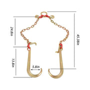 DURAFORCE 5/16" x 2' V Type Towing G80 Chain Bridle with 15" J and Grab Hooks Steel