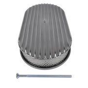 DURAFORCE 15" Oval Full Finned Polished Aluminum Air Cleaner Filter For Chevy SBC 350 400