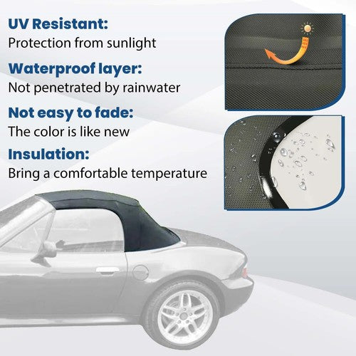 DURAFORCE For BMW Z3 1996-2002 Convertible Soft Top w/Plastic Window Black For BM-33902