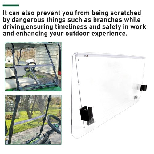 DURAFORCE Fold Down Clear Golf Cart Windshield Windscreen For 2000.5-Up Club Car DS