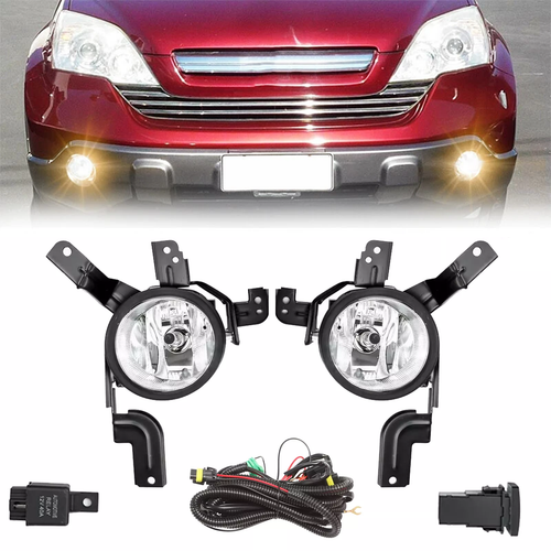 DURAFORCE Fog Light Assembly for 2007 2008 2009 for Honda CRV Switch Wiring Kit Clear