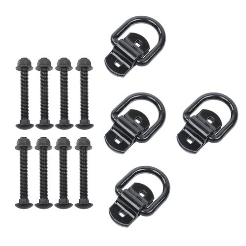 DURAFORCE 1/2" Heavy Duty Bolt-On Forged D Ring,12000Lbs Break Strength (Pack of 4) Black