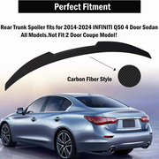 DURAFORCE For 2014-2024 Infiniti Q50 M4 Style Rear Trunk Spoiler Wing Carbon Fiber Style