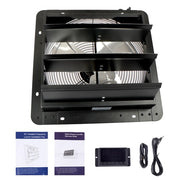 DURAFORCE Black Shutter Exhaust Fan 14 Inch High Speed 1550CFM Wall Mounted W/ 1.7M Power