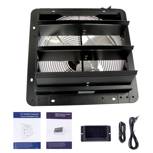DURAFORCE Black Shutter Exhaust Fan 14 Inch High Speed 1550CFM Wall Mounted W/ 1.7M Power