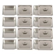 DURAFORCE Restaurant Steam Table Pans 8 Pack 1/2 Size 4 Inch Deep Thickened with Lid
