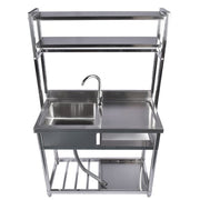 DURAFORCE 39.4in Stainless Steel Utility Sink Set, Single Bowl Commercial Sink w/ Shelves