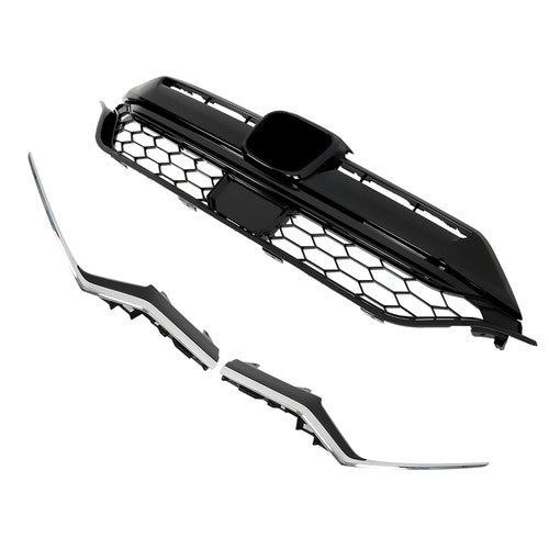 DURAFORCE For Honda CR-V 2020-2022 Plastic Front Bumper Grille w/ 2pcs Chrome Trim Strip