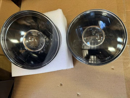 Pair 7" Inch Round Clear Lens Chrome Projector Headlights Headlamps Left Right