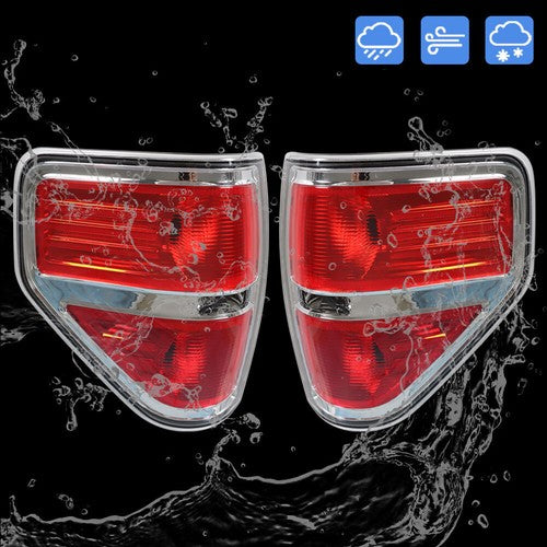 DURAFORCE Tail Light Set Fit FOR 2009-2014 Ford F150 F-150 Rear Body Lamps L+ R Halogen