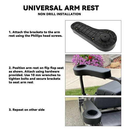 DURAFORCE For EZGO/Club Car/Yamaha Golf Cart Rear Seat Arm Rest Cushion With Cup Holder