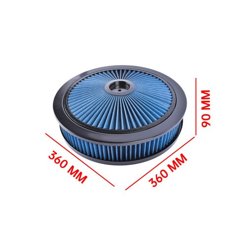 DURAFORCE 14" x 3" Blue Air Cleaner Set Super Flow Washable Blue Extraflow for Chevy Ford