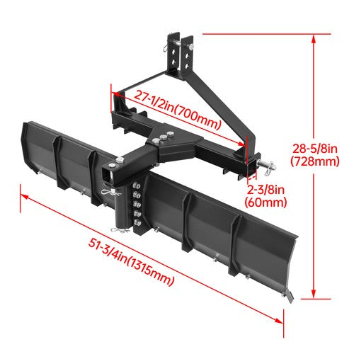 DURAFORCE For Category 0 & 1 Tractors 3 Point Rear Grading Blade Scraper Blade Steel 52"