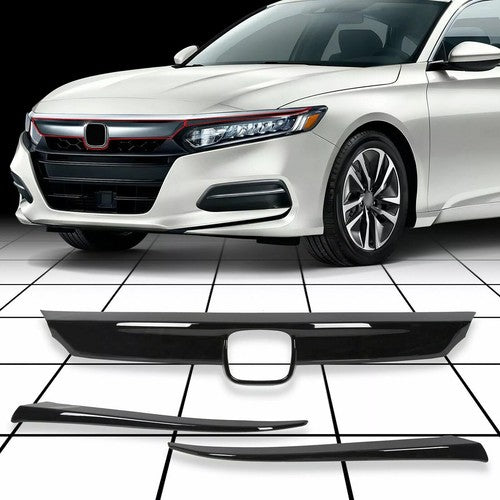 Glossy Black Front Grille Lip Cover Moulding Trim for Honda Accord 2018-2020