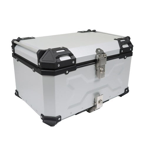DURAFORCE 65L Top Case Tail Box Waterproof Luggage Scooter Trunk Storage Silver Motorcycle