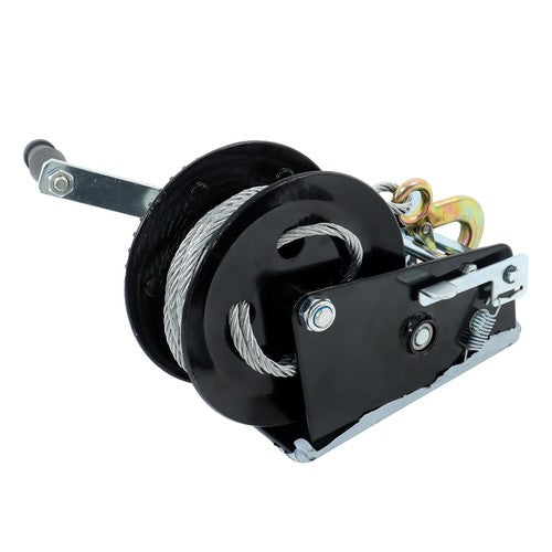 DURAFORCE Winch Steel+Polyester Black 3500lbs 33ft 4:1/8:1 26mm Hook Bidirectional Ratchet