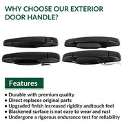 DURAFORCE Set of 4 Door Handle Black Front & Rear For Chevy GMC Tahoe Yukon Sierra 07-14