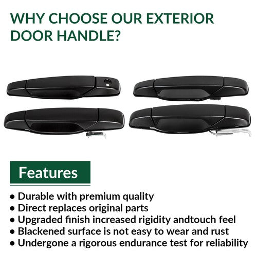 DURAFORCE Set of 4 Door Handle Black Front & Rear For Chevy GMC Tahoe Yukon Sierra 07-14