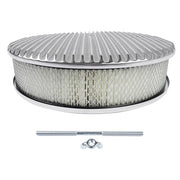 DURAFORCE 14 Full Finned Aluminum Round Air Cleaner Air Filter Kit Polished Recessed Base