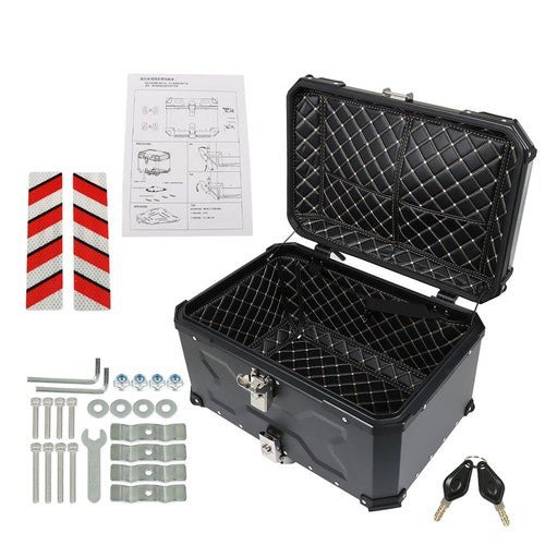 DURAFORCE 65L Black Motorcycle Tour Tail Box With Security Lock Waterproof Top Case