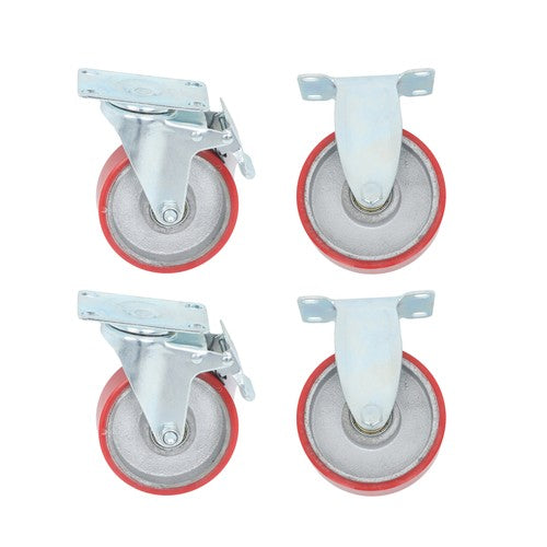 DURAFORCE 4 Inch - 4 Industrial Casters - two with brakes, two without