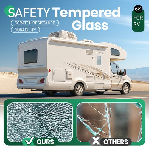 DURAFORCE Tempered Glass Entry Door Clear Window for Universal RV, Trailer, Motorhome