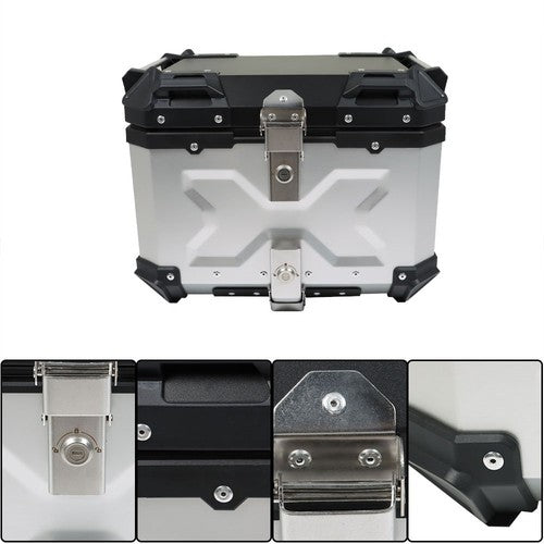 DURAFORCE Motorcycle Aluminum Trunk Rear Top Case Luggage Tour Tail Tool Box Lock 45L NEW