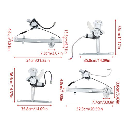 DURAFORCE 4Pcs For Honda Accord 1998-2002 Power Window Regulator Front & Rear w/Motor NEW