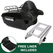DURAFORCE King Trunk Pack Backrest Mount Rack For Harley Davidson Touring Road Glide 2014+
