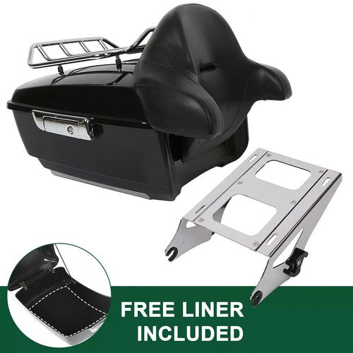 DURAFORCE King Trunk Pack Backrest Mount Rack For Harley Davidson Touring Road Glide 2014+