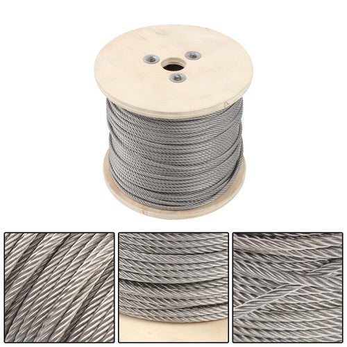 DURAFORCE 3/16In 7x19 T304 Stainless Steel Cable 500FT Wire Rope 3700lb Fracture Strength