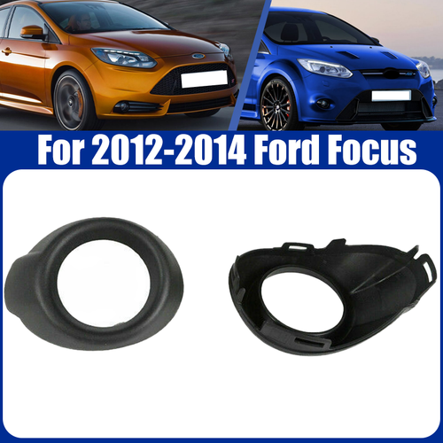 DURAFORCE Pair Matte Black Front Bumper Fog Light Cover Bezels For 2012-2014 Ford Focus